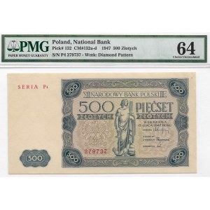 PRL, 500 złotych 1947 P4 - PMG 64