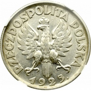 II Rzeczpospolita, 2 złote 1925 (z kropką), Londyn Kobieta i kłosy - NGC AU53