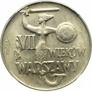 PRL, 10 złotych 1965 VII wieków Warszawy - Próba CuNi NGC MS65
