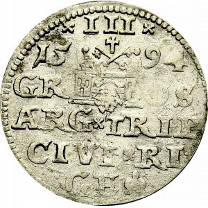 Zygmunt III Waza, Trojak 1594, Ryga - nieopisany D:LI