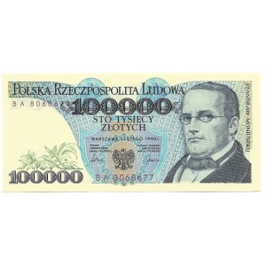 PRL, 100 000 złotych 1990 BA