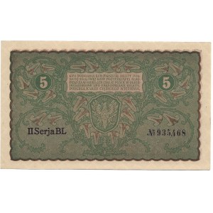 II Rzeczpospolita, 5 marek polskich 1919 II SERJA BL