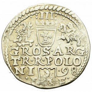Zygmunt III Waza, Trojak 1598, Olkusz - nieopisany przebitki I/D... L/POLO