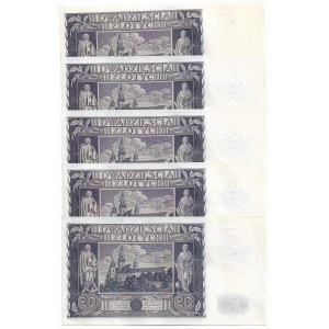 II Rzeczpospolita, zestaw 5 sztuk x 20 złotych 1936 kolejne numery