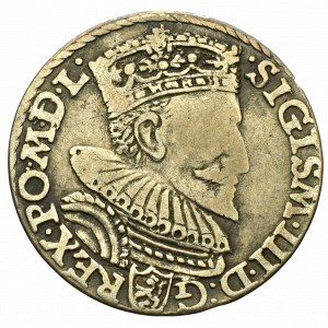 Zygmunt III Waza, Trojak 1594, Malbork - rzadkość data przedzielona pierścieniem