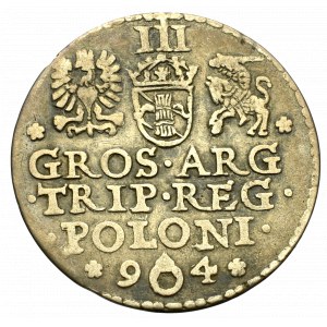 Zygmunt III Waza, Trojak 1594, Malbork - rzadkość data przedzielona pierścieniem