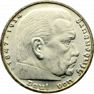 III Reich, 5 mark 1935 Hindenburg D - Double die !