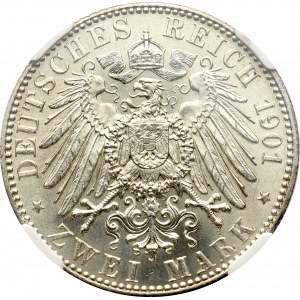 Niemcy, Prusy, 2 marki 1901 - NGC MS63