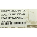 III RP, 10 złotych 2002 August II Mocny - NGC PF68 Ultra Cameo