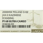 III RP, 10 złotych 2000 Jan II Kazimierz - NGC PF68 Ultra Cameo