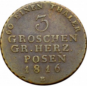 Grand Duchy of Posen, 3 groschen 1816, Breslau