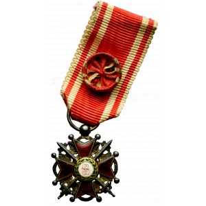 Rosja, Miniatura Krzyża Orderu Św. Stanisława z mieczami - srebro