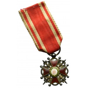 Rosja, Miniatura Krzyża Orderu Św. Stanisława z mieczami - srebro