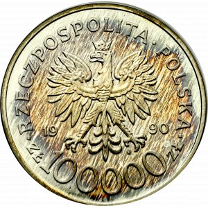 III RP, 100.000 złotych 1990 Solidarność - GRUBA