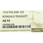 II Republic of Poland, 10 zloty 1933 Traugutt - NGC AU55