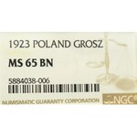 II Rzeczpospolita, 1 grosz 1923 - NGC MS65 BN