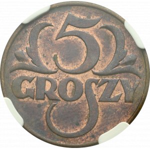 II Rzeczpospolita, 5 groszy 1939 - NGC MS63 RB