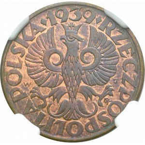 II Republic of Poland, 5 groschen 1939 - NGC MS63 RB