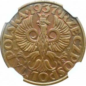 II Rzeczpospolita, 5 groszy 1937 - NGC MS64 BN