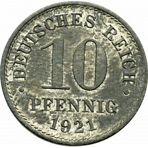 Weimar Republic, 10 pfennig 1921