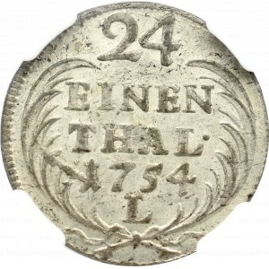 Germany, Saxony, Friedrich August II, 1/24 thaler 1754 - NGC AU58