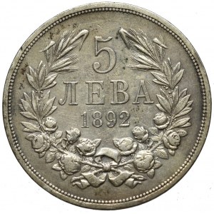 Bulgaria, 5 leva 1892