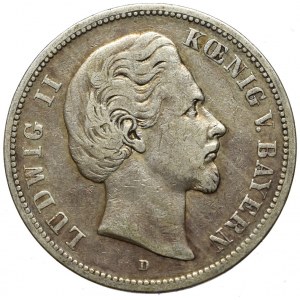 Germany, Bayern, Ludwig II, 5 mark 1874