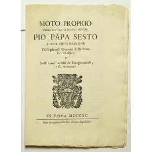 Watykan, Pius VI, Sulle papieskie 1790