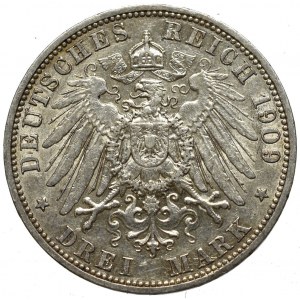 Niemcy, Prusy, Wilhelm II, 3 marki 1909 A