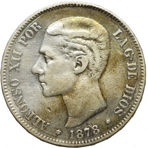 Spain, 5 pesetas 1878