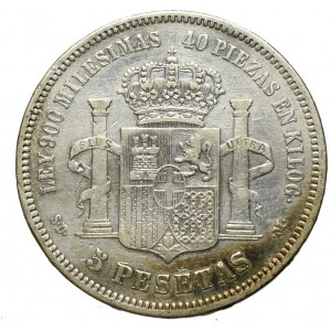 Spain, 5 pesetas 1871