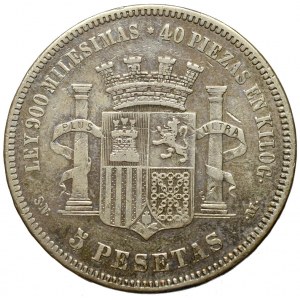 Hiszpania, 5 pesetas 1870