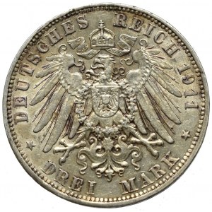 Germany, Saxony, 3 mark 1911 E