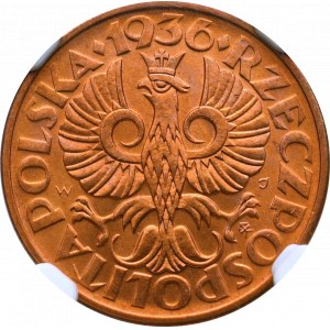 II Republic of Poland, 2 groschen 1936 - NGC MS67 RD