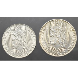 Czechosłowacja, zestaw 50 i 100 koron 1949, Kremnica