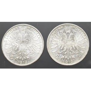 Austria, zestaw 2 korony 1912 i 1913