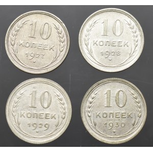 ZSRR, zestaw 10 kopiejek 1927-1930 (4 egzemplarze)