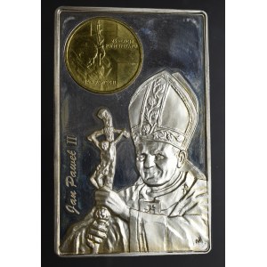 Plakieta Św. Jan Paweł II + 2 złote GN - 5 uncji czystego srebra