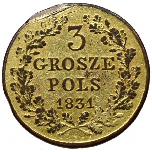Powstanie Listopadowe, 3 grosze 1831 - złocone w epoce