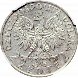 II Republic of Poland, 2 zloty 1933 - NGC AU Details