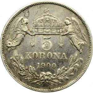 Węgry, 5 koron 1900 - grafitti