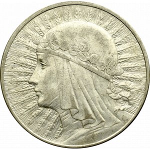 II Rzeczpospolita, 10 złotych 1932 BZM Głowa kobiety