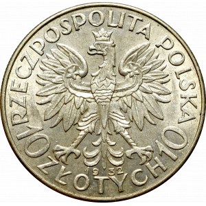 II Rzeczpospolita, 10 złotych 1932 BZM Głowa kobiety