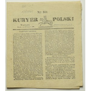 Kurier Polski Nr671 1831 - wprowadzenie banknotów powstańczych