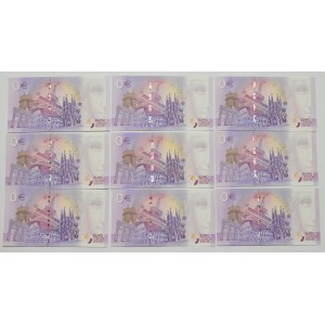 Zestaw 9 różnych banknotów o nominale 0 Euro