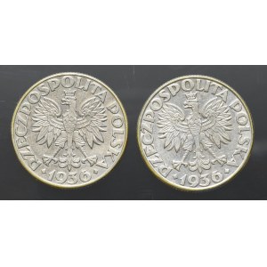 II Rzeczpospolita, Zestaw 2 x 2 złote 1936 żaglowiec