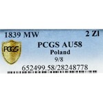 Zabór rosyjski, 30 kopiejek = 2 złote 1839/8 MW - przebitka daty, PCGS AU58