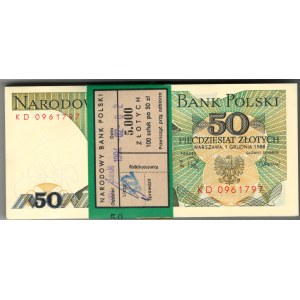 PRL, Paczka bankowa 50 złotych 1988 Świerczewski - seria KD