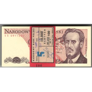 PRL, Paczka bankowa 100 złotych 1986 Waryński - seria SS