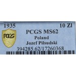II Rzeczpospolita, 10 złotych 1935, Piłsudski - PCGS MS62